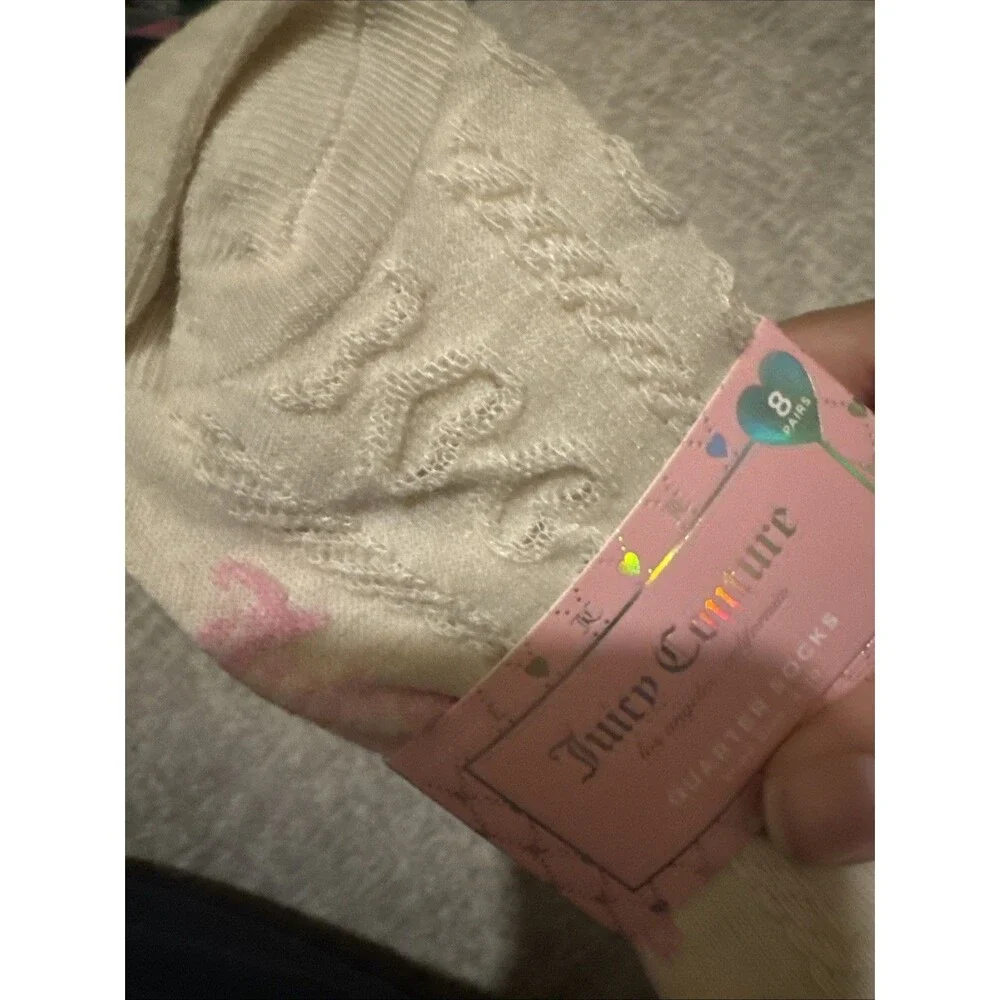 NWT Juicy Couture Pack Of 8 Pairs Of Quarter Socks - Shoe Sz 4-10 - Hearts